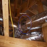 Damaged duct found during frame inspection in The Woodlands, TX 